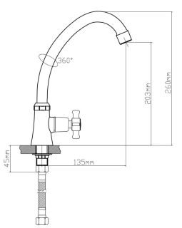 Смеситель для кухни BOOU BA5333-13-B723 для холодной воды хром